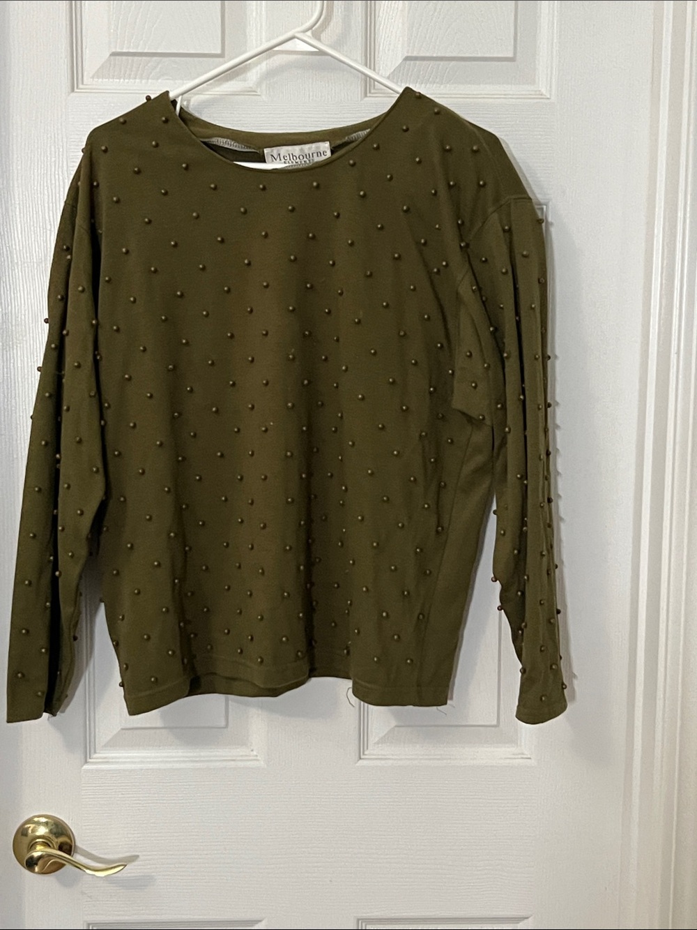 Crewneck Beaded Sweatshirt — Olive